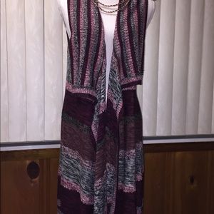 Multi- Color Long Sleeveless Cardigan